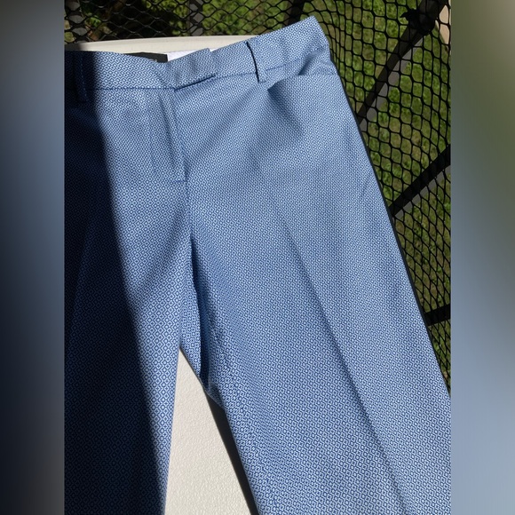 Talbots Blue and White Geometric Print Hampshire 100% Cotton Trousers - Picture 1 of 17